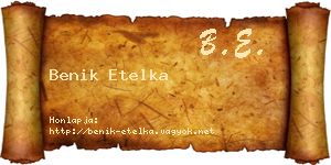 Benik Etelka névjegykártya